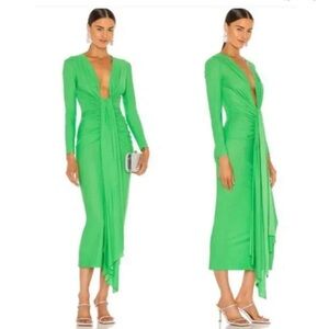 Solace London Lorena Midi Dress Green Sheath US 4